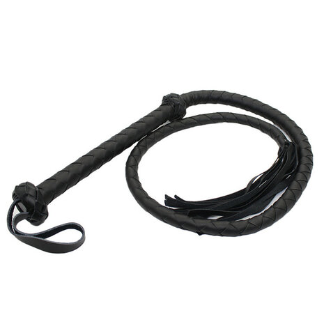 Kiotos - Gevlochten Single tail Zweep - Bullwhip - PU Leer - 150 cm - Zwart