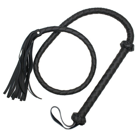 Kiotos - Gevlochten Single tail Zweep - Bullwhip - PU Leer - 150 cm - Zwart