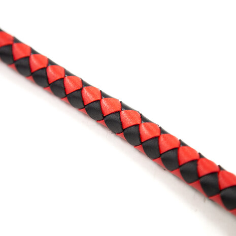 Lange gevlochten single tail | bull whip 190 cm lang - rood/zwart
