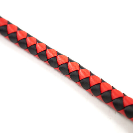 Kiotos - Lange gevlochten single tail - Bull Whip - 190 cm lang - Rood/Zwart