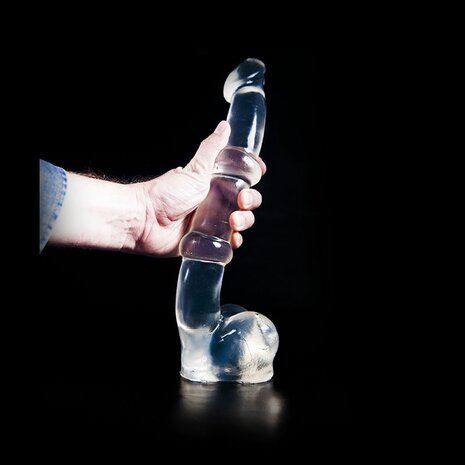 Dark Crystal Dildo met ribbels 34 x 5,2 cm - transparant