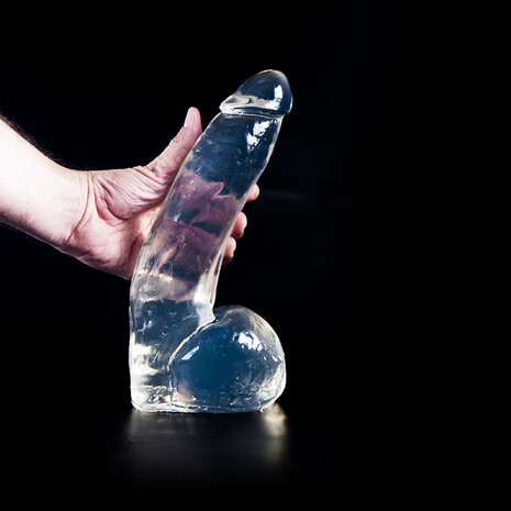 Dark Crystal - Dildo Met Balzak - 28 x 6,7 cm - Transparant