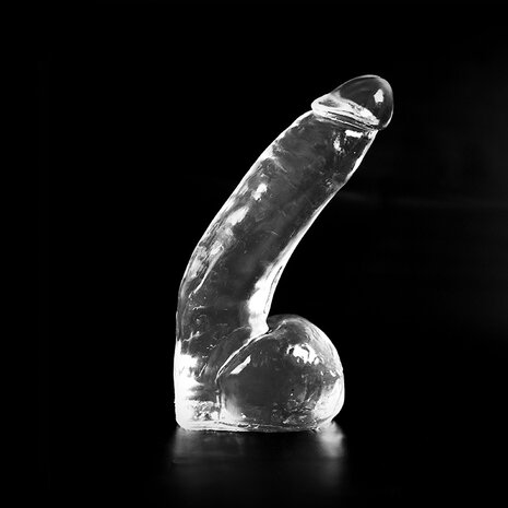 Dark Crystal - Dildo Met Balzak - 28 x 6,7 cm - Transparant