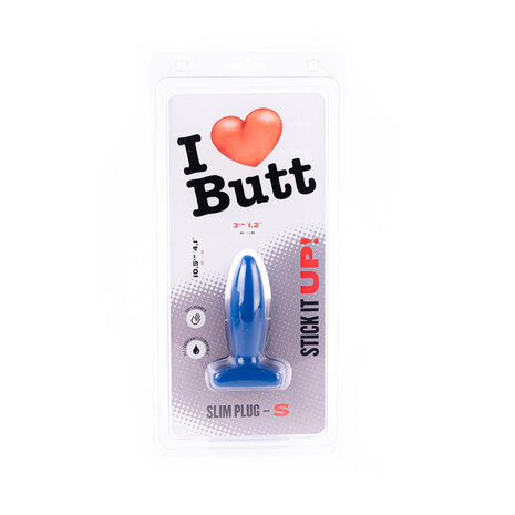 I Love Butt Slanke Buttplug - S - blauw
