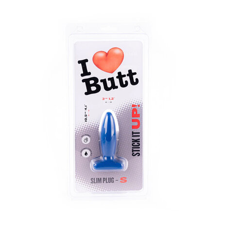 I Love Butt - Slanke Buttplug - S - blauw