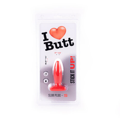 I Love Butt - Slanke Buttplug - S - rood