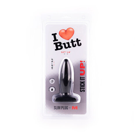 I Love Butt Slanke Buttplug - M - zwart