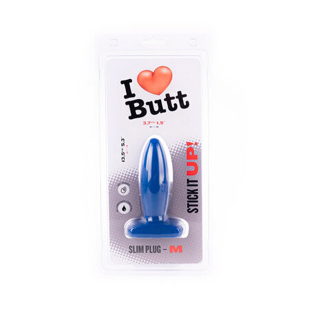 I Love Butt - SlankE Buttplug - M - blauw