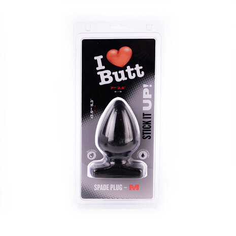 I Love Butt Bolvormige Buttplug - M - zwart