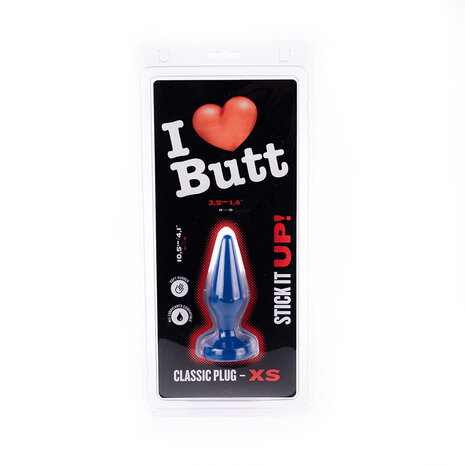 I Love Butt - Klassieke Buttplug - XS - blauw