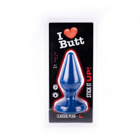 I Love Butt Klassieke Buttplug - L - blauw