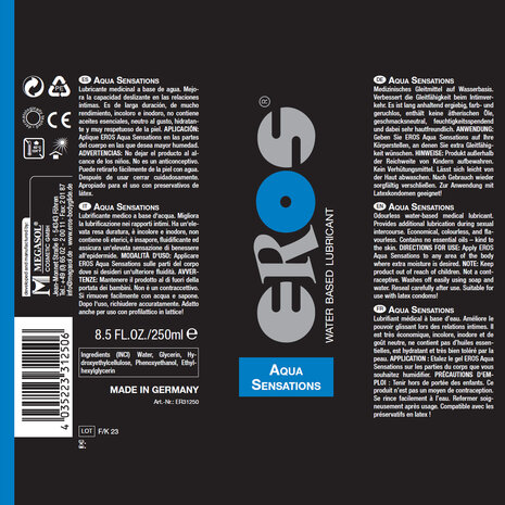 Eros - Aqua Sensations Glijmiddel op waterbasis - 250 ml