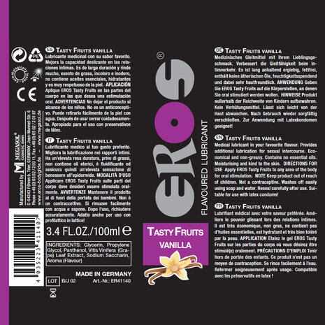 Eros - Tasty Fruits Glijmiddel op Waterbasis - Vanille