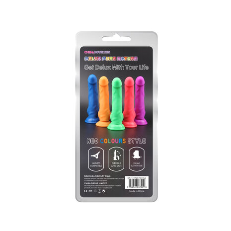 Deluxe Pure Nature Neo Colours Siliconen Dildo 23 x 4.1 cm - rood