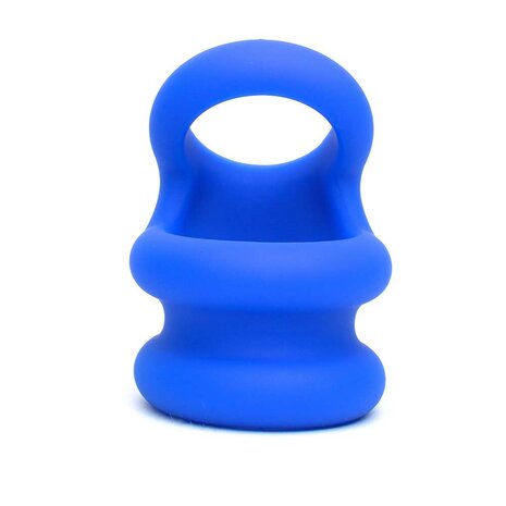 Sport Fucker Switch Hitter Rekbare Cockring en Ballstretcher - blauw