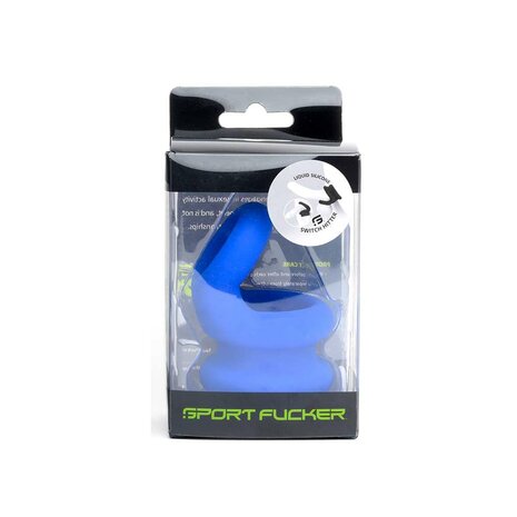Sport Fucker Switch Hitter Rekbare Cockring en Ballstretcher - blauw