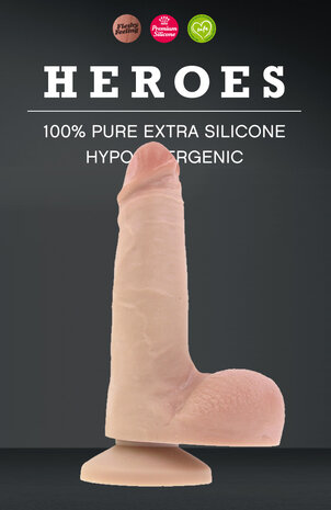 Heroes - No. 5 - Dildo Met Zuignap - 16 x 4,5 cm - Lichte Huidskleur