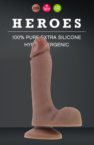 Heroes - No. 6 - Dildo Met Zuignap - 17 x 4 cm - Bruin