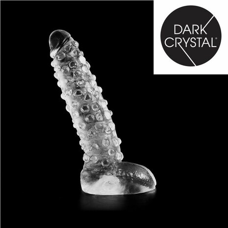Dark Crystal Geribbelde Dildo TONGUE BITER 26,5 x 6 cm - transparant