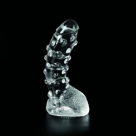 Dark Crystal Dildo met Noppen TONGUE BITER 22 x 5 cm - transparant
