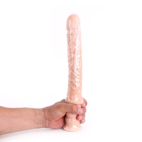 Dinoo King-Size Dildo met handvat Damocles 42,5 x 4,5 cm - lichte huidskleur