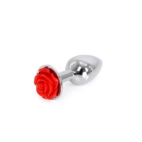 Booty Sparks Aluminium Buttplug 'Red Rose' met bloem decoratie