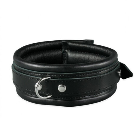 Leren Collar 5 cm gevoerd - zwart