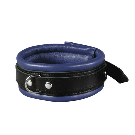 Leren Collar 5 cm gevoerd - zwart/blauw