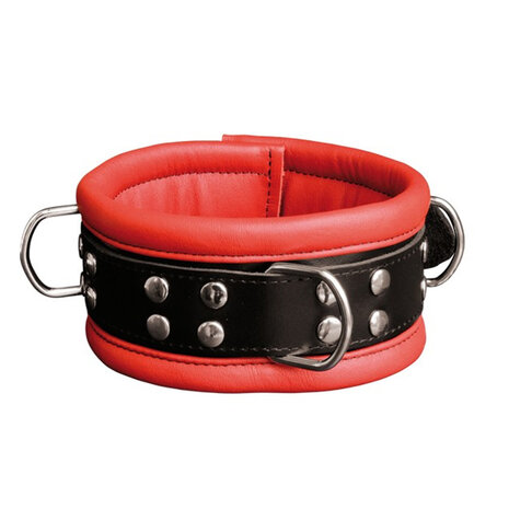 Leren Collar 6.5 cm gevoerd - rood/zwart