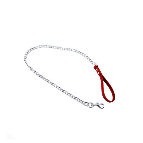 Hondenriem met ketting en rood handvat - maat S