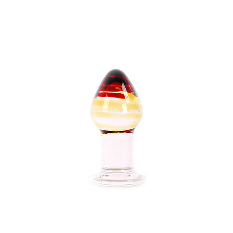 Glazen Buttplug - transparant met rood/oranje punt