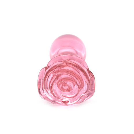 Kiotos Glass Glazen Buttplug met Roos - roze