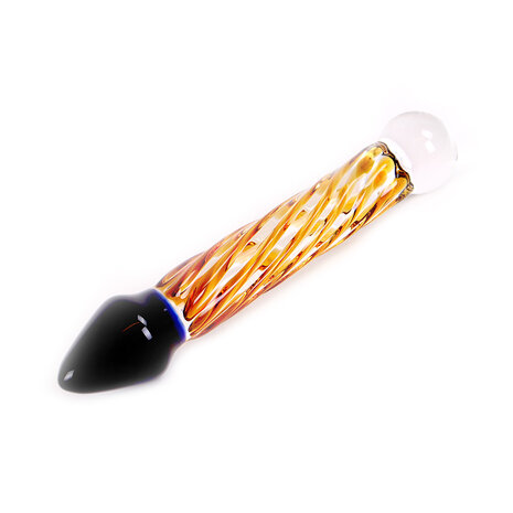 Glazen Dildo Rocket - zwart/geel