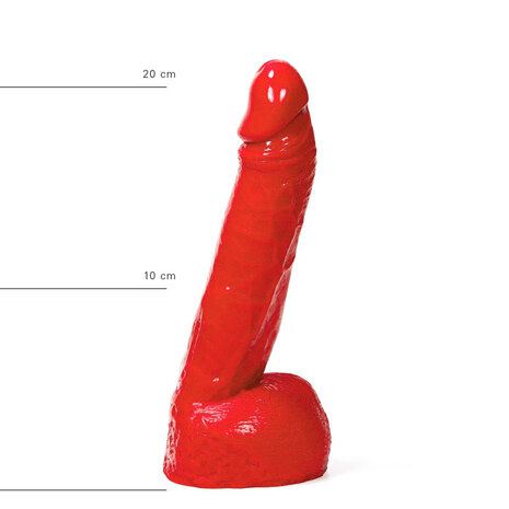 All Red - Dildo Met Balzak 22 x 5 cm - Rood