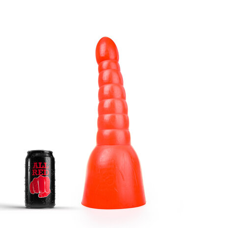 All Red - Geribbelde Anaal Dildo - 34 x 11 cm - Rood