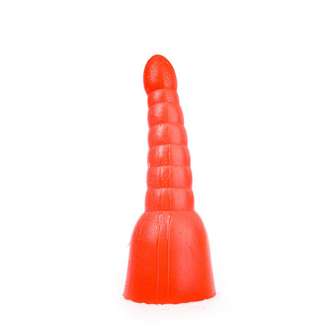 All Red - Geribbelde Anaal Dildo - 34 x 11 cm - Rood