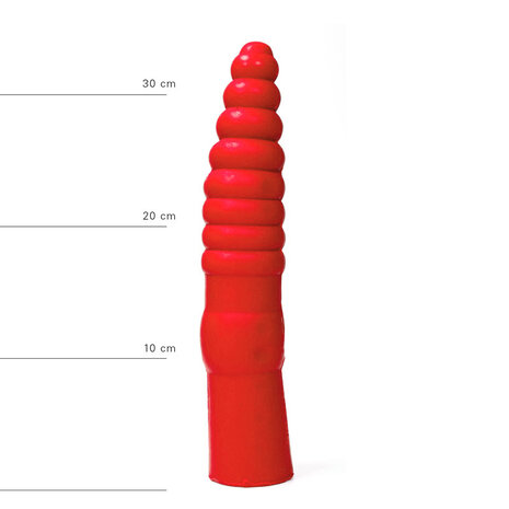 All Red - Geribbelde Anaal Dildo - 33 x 6 cm - Rood