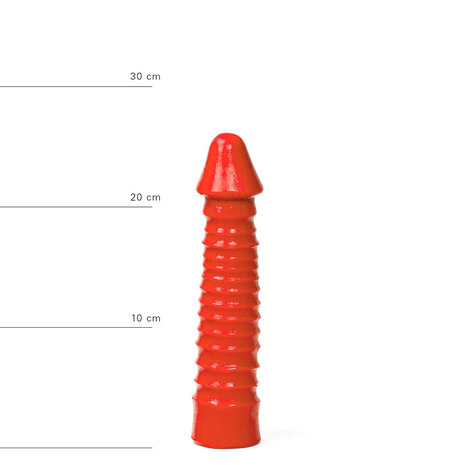 All Red - Geribbelde Dildo - 26 x 5 cm - Rood