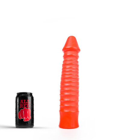 All Red - Geribbelde Dildo - 26 x 5 cm - Rood