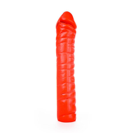 All Red Geribbelde Dildo 38 x 8,5 cm - rood