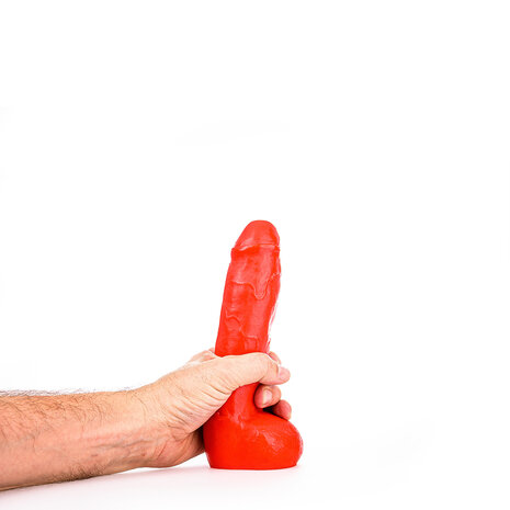 All Red - Dildo Met Balzak 22 x 5 cm - Rood