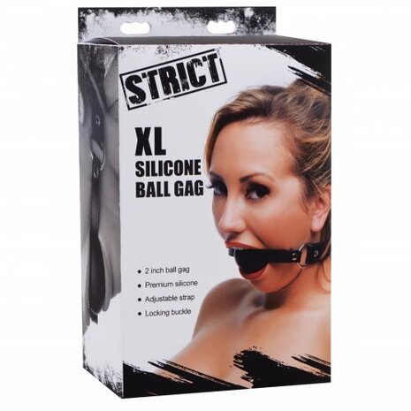 Strict - XL Siliconen Ball gag - zwart
