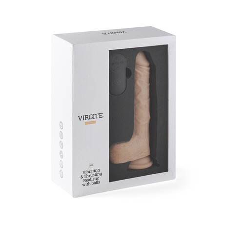 Virgite - Vibrerende en Stotende Dildo met Remote R13 - lichte huidskleur