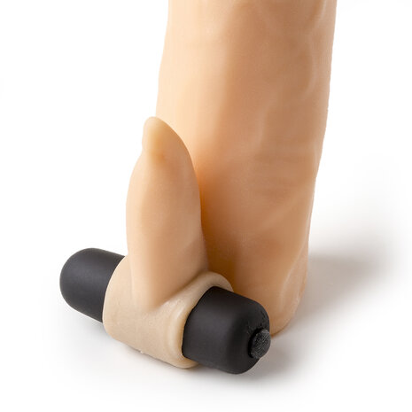 Virgite Vibrerende penis sleeve die echt aanvoelt met clitoris stimulator - 16.2 cm - lichte huidskleur