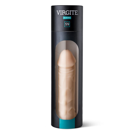 Virgite - Penis sleeve die echt aanvoelt met rekbare ballenring 16.4 cm - lichte huidskleur
