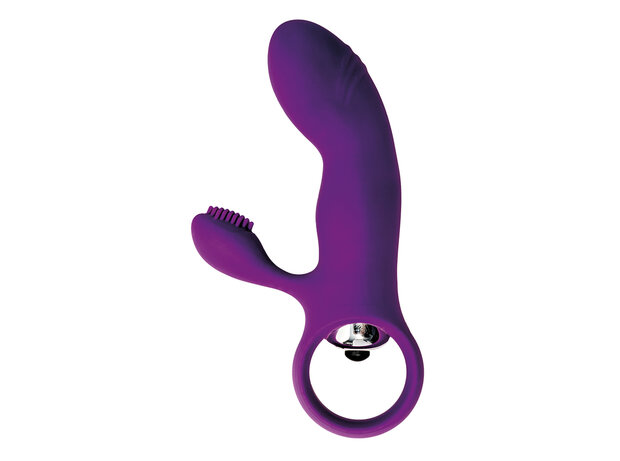 Virgite Mini Vibrator met Clitoris Borsteltje - paars