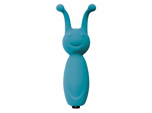 Virgite Mini vibrator met twee clitoris antennes - blauw