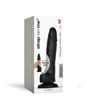 Strap-on-Me - Sliding Skin Realistische Dildo - zwart - maat M