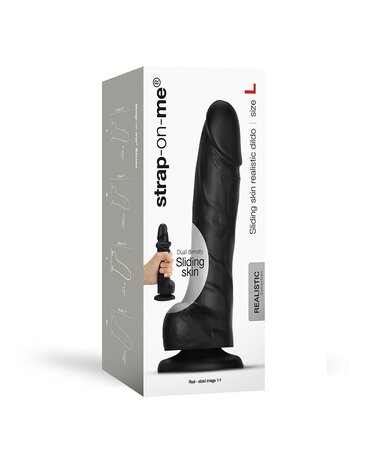 Strap-on-Me Sliding Skin Realistische Dildo - zwart - maat L