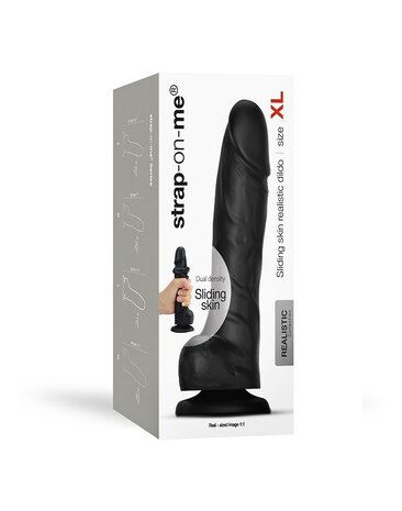 Strap-on-Me Sliding Skin Realistische Dildo - zwart - maat XL